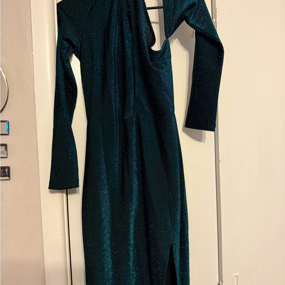 Elegant Green Long Sleeve Dress